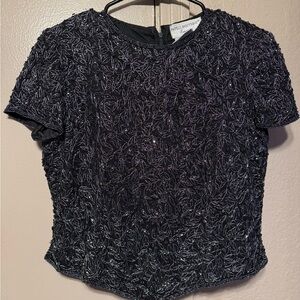 Vintage Papell Boutique Evening Embroidered Blouse Women'S PM